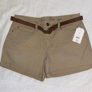 Khaki Shorts with Brown Belt